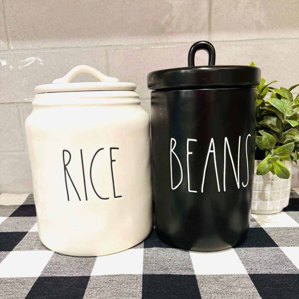 Rae Dunn Rice and Beans Canisters Set Food Storage Farmhouse Kitchen Decor